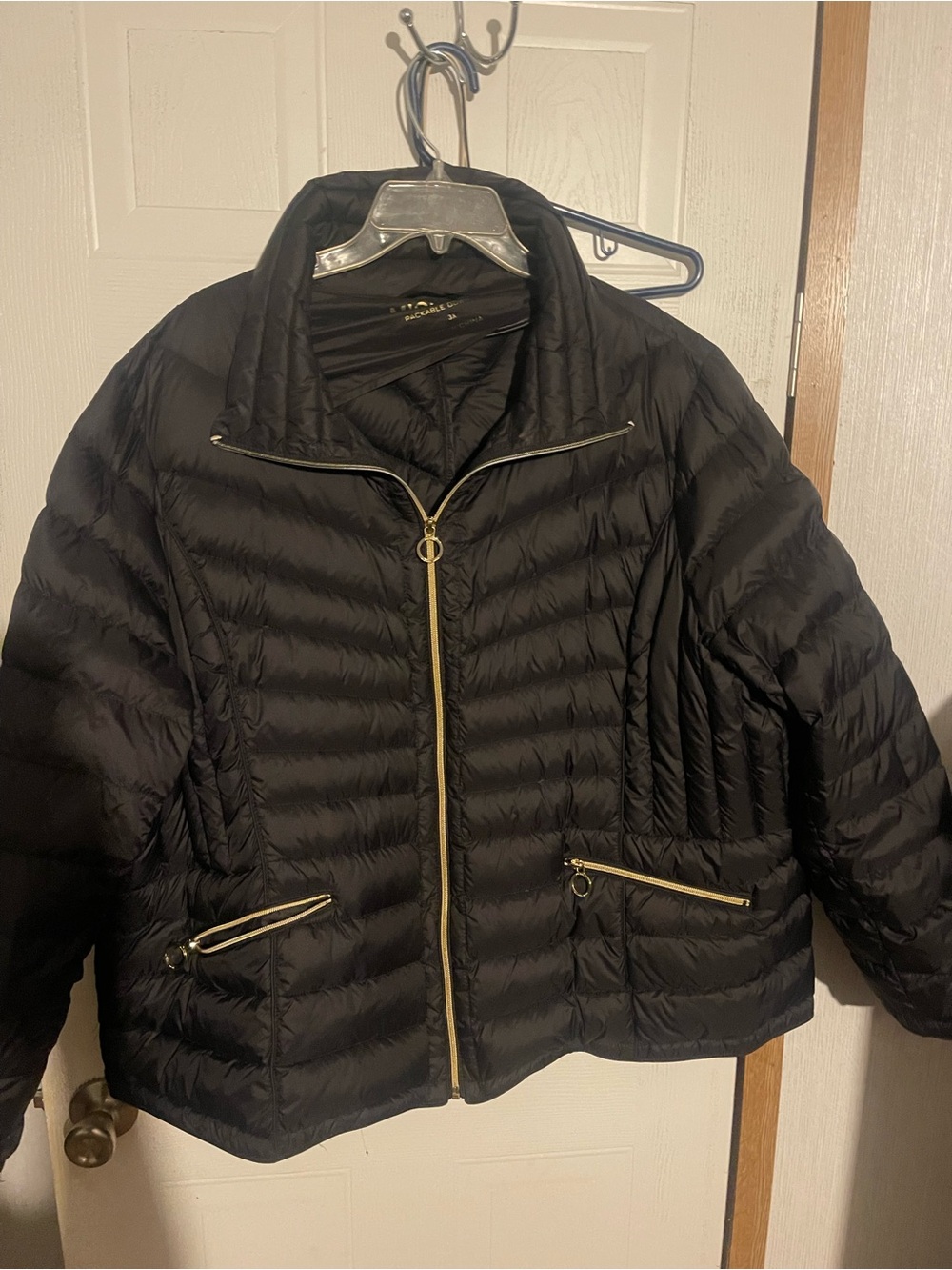 Michael Kors Black Quilted Puffer Jacket with Gold Zippers - Picture 1 of 6